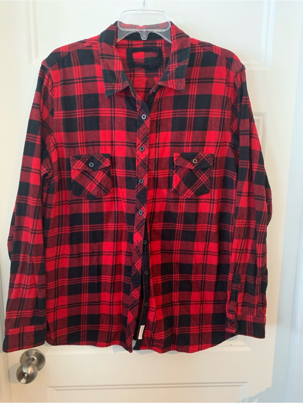 David Peyser ,women's Red & Black Plaid Flannel Shirt - Men